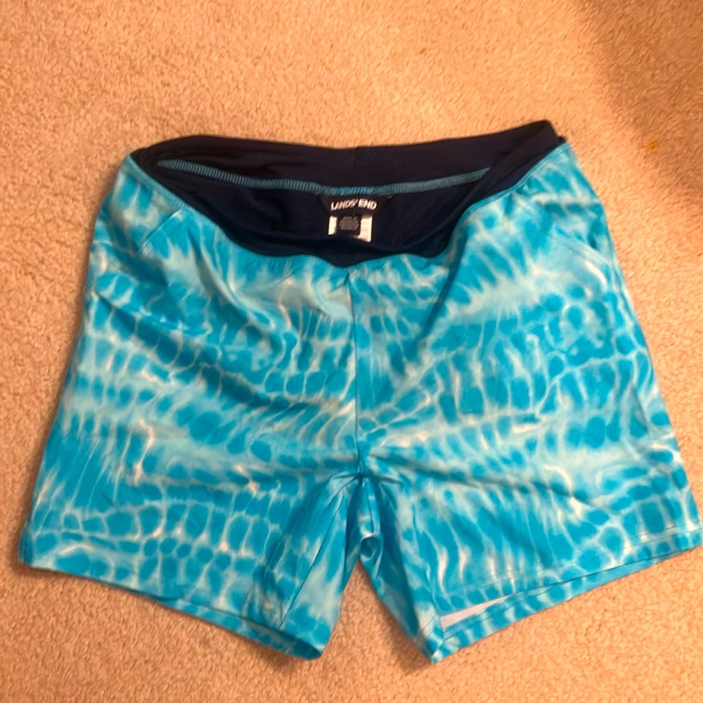 Turquoise Tie Dye Wave Kids Swim Bottoms